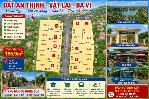 🔥 Hàng F0 An Thịnh - Vật Lại, Ba Vì. Giá chỉ từ 7xx-8xx triệu